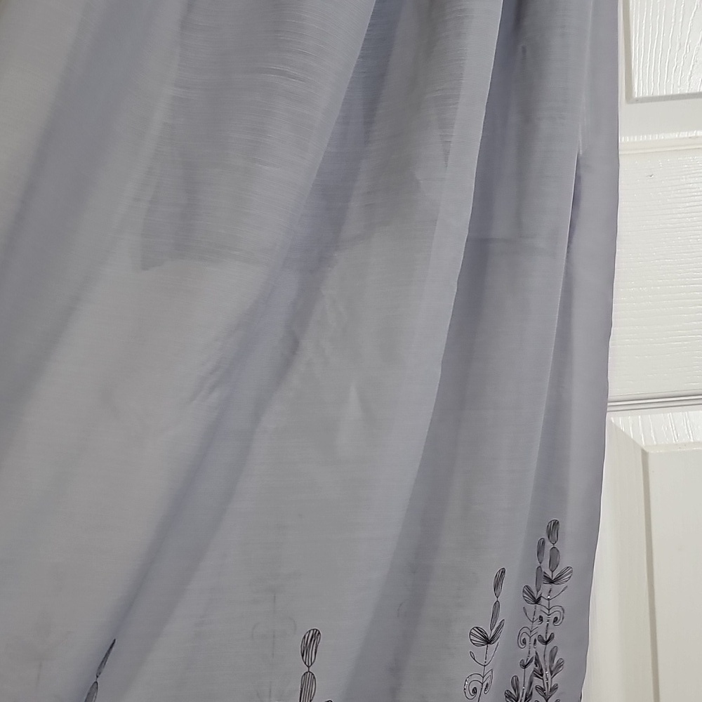 Gray Silver Sheer Overlay Adjustable Spaghetti Strap Maxi Dress No Tags Fits S/M - Picture 3 of 7